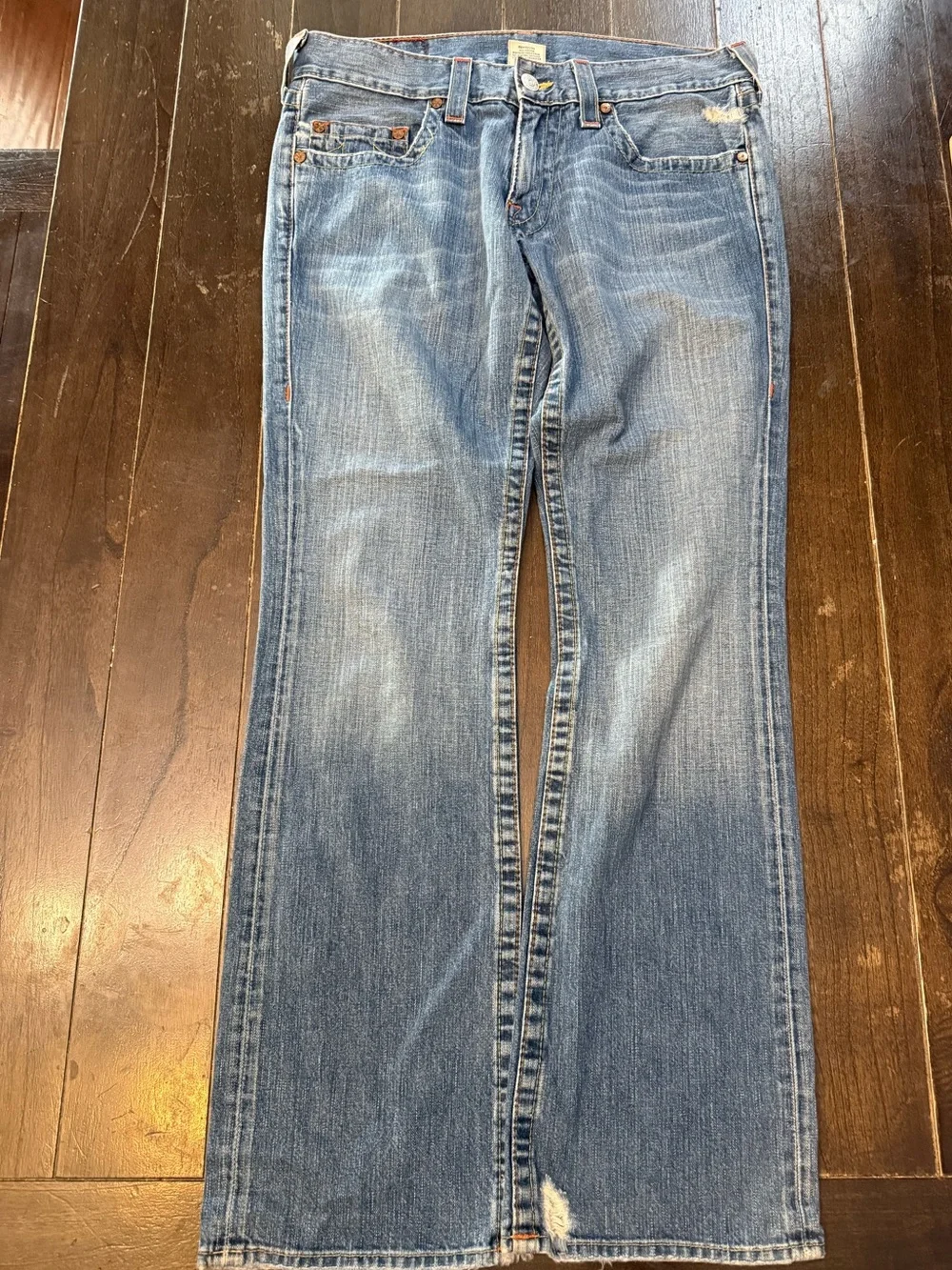True Religion Y2K Men's Bobby Boot Cut Light Blue Jeans Size 34x32